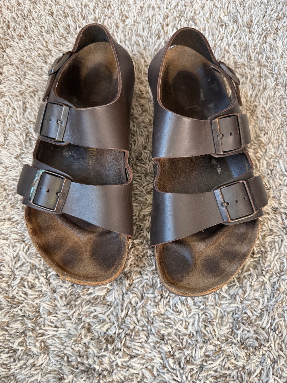 Birkenstocks Sandals with Heel Strap Brown Leather size women’s 9, men’s 7